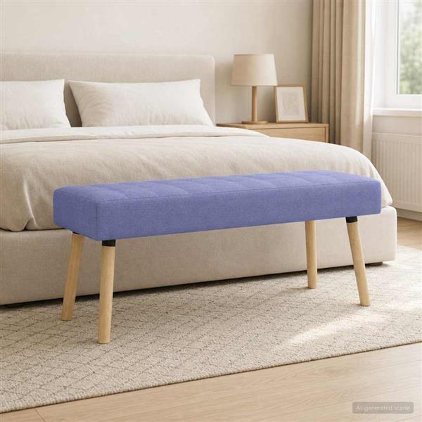 Grote foto vidaxl kanaal geplooide bank jeans blauw 110 x 40 x 46 cm stof huis en inrichting overige huis en inrichting