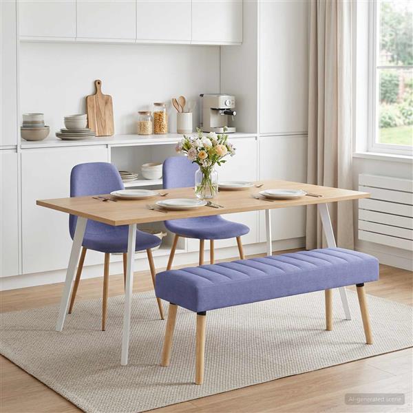 Grote foto vidaxl kanaal geplooide bank jeans blauw 110 x 40 x 46 cm stof huis en inrichting overige huis en inrichting