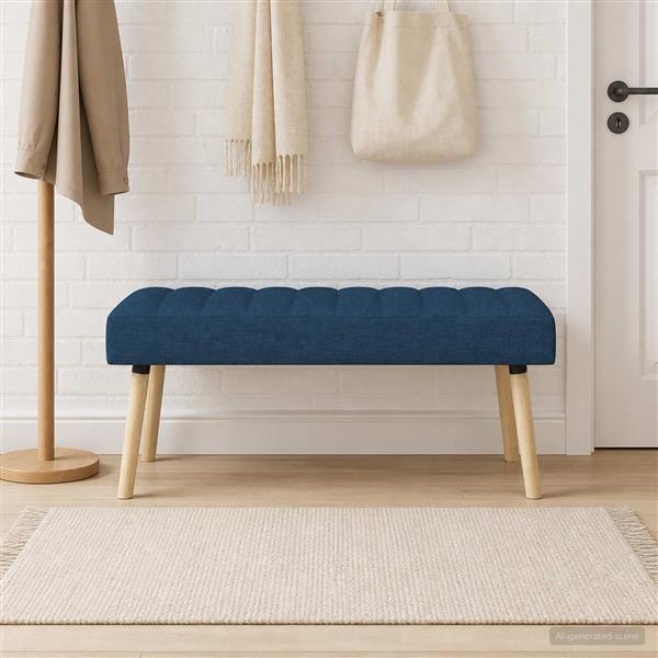 Grote foto vidaxl kanaal geplooide bank blauw 110 x 40 x 46 cm stof huis en inrichting overige huis en inrichting