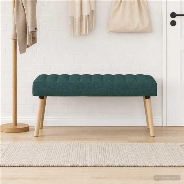 Grote foto vidaxl kanaal geplooide bank donkergroen 110 x 40 x 46 cm stof huis en inrichting overige huis en inrichting