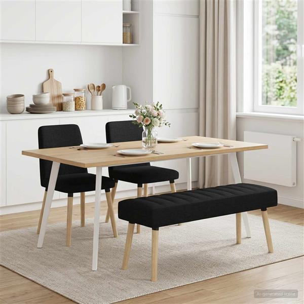 Grote foto vidaxl kanaal geplooide bank zwart 110 x 40 x 46 cm stof huis en inrichting overige huis en inrichting
