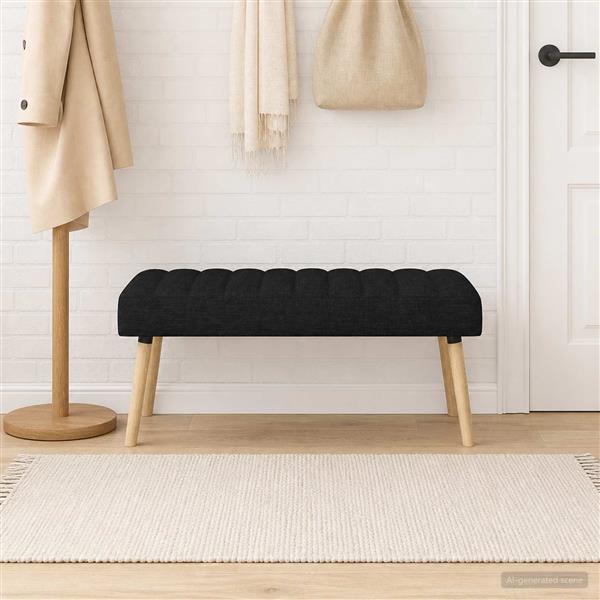 Grote foto vidaxl kanaal geplooide bank zwart 110 x 40 x 46 cm stof huis en inrichting overige huis en inrichting