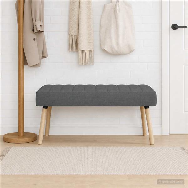Grote foto vidaxl kanaal geplooide bank donkergrijs 110 x 40 x 46 cm stof huis en inrichting overige huis en inrichting