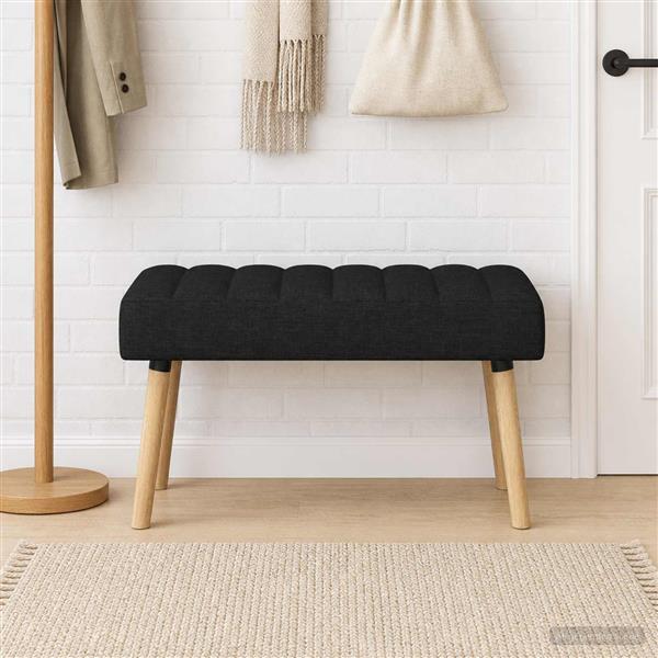 Grote foto vidaxl kanaal geplooide bank zwart 80 x 40 x 46 cm stof huis en inrichting overige huis en inrichting