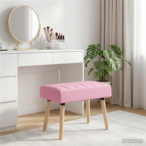 Grote foto vidaxl kanaal geplooide bank roze 60 x 40 x 45 cm stof huis en inrichting overige huis en inrichting