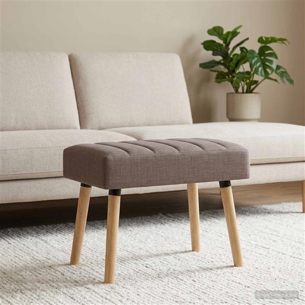 Grote foto vidaxl kanaal geplooide bank taupe 60 x 40 x 45 cm stof huis en inrichting overige huis en inrichting