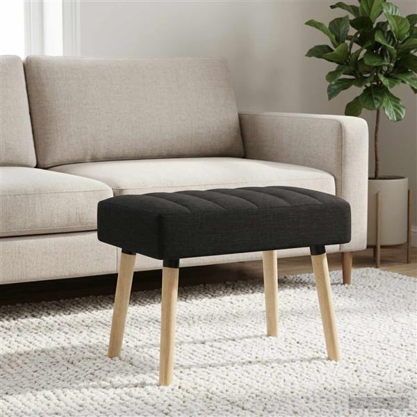 Grote foto vidaxl kanaal geplooide bank zwart 60 x 40 x 45 cm stof huis en inrichting overige huis en inrichting