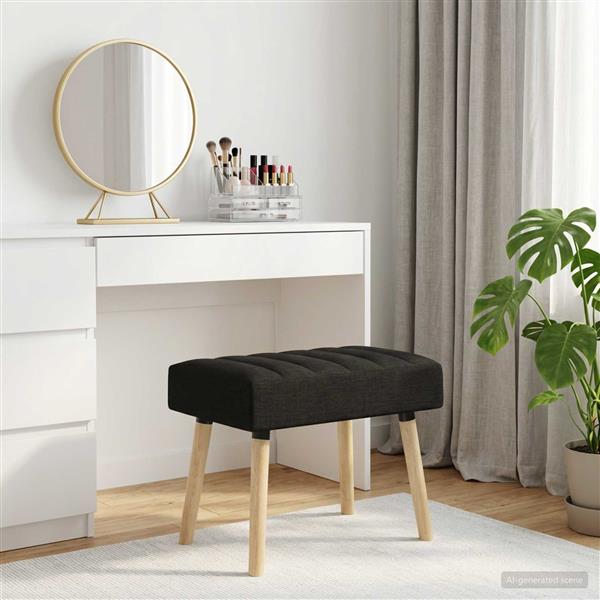 Grote foto vidaxl kanaal geplooide bank zwart 60 x 40 x 45 cm stof huis en inrichting overige huis en inrichting