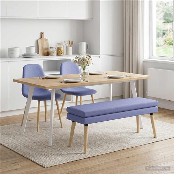 Grote foto vidaxl dubbel laagige bank jeans blauw 110 x 40 x 47 cm stof huis en inrichting overige huis en inrichting