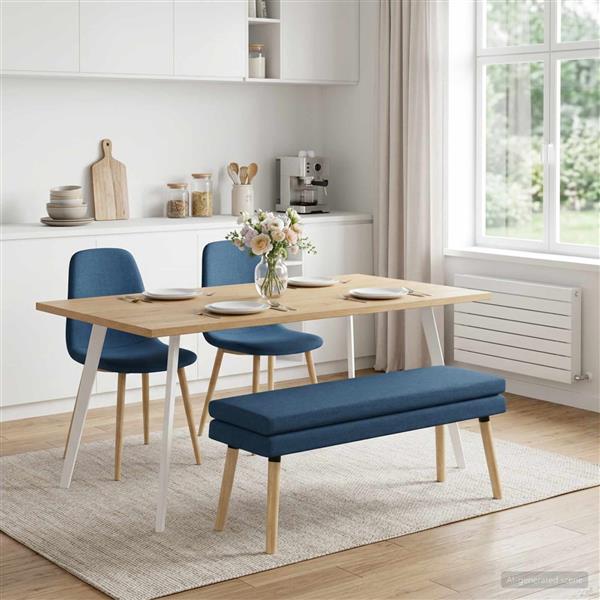 Grote foto vidaxl dubbel laagige bank blauw 110 x 40 x 47 cm stof huis en inrichting overige huis en inrichting