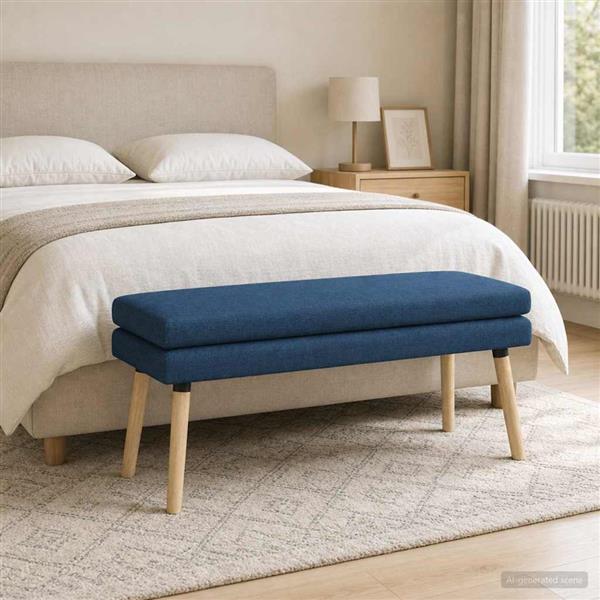 Grote foto vidaxl dubbel laagige bank blauw 110 x 40 x 47 cm stof huis en inrichting overige huis en inrichting