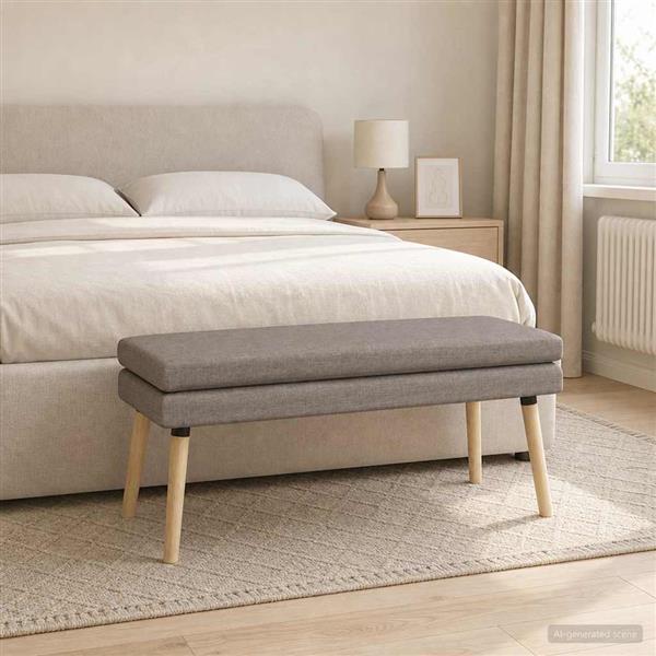 Grote foto vidaxl dubbel laagige bank taupe 110 x 40 x 47 cm stof huis en inrichting overige huis en inrichting