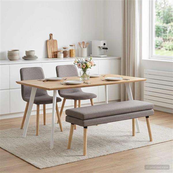 Grote foto vidaxl dubbel laagige bank taupe 110 x 40 x 47 cm stof huis en inrichting overige huis en inrichting