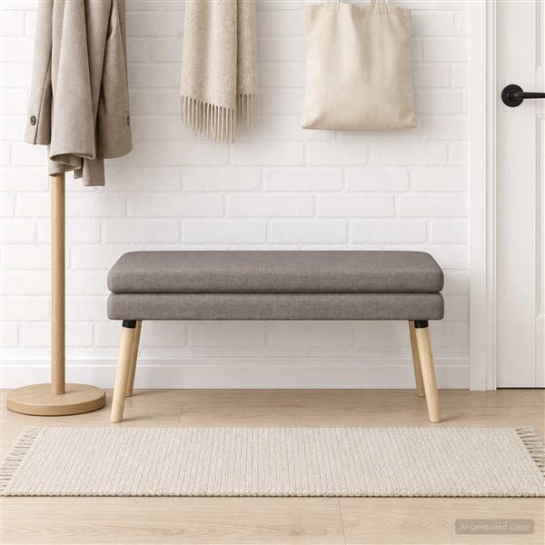 Grote foto vidaxl dubbel laagige bank taupe 110 x 40 x 47 cm stof huis en inrichting overige huis en inrichting