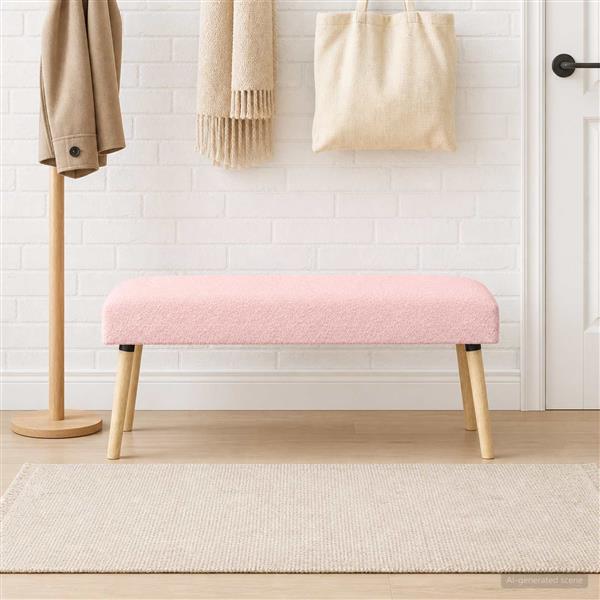 Grote foto vidaxl bank effen roze 110 x 40 x 46 cm boucl huis en inrichting overige huis en inrichting