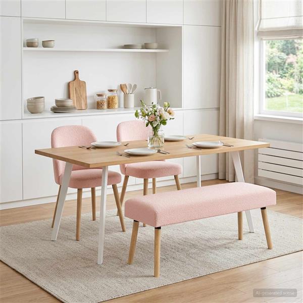 Grote foto vidaxl bank effen roze 110 x 40 x 46 cm boucl huis en inrichting overige huis en inrichting