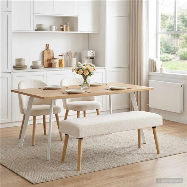 Grote foto vidaxl bank effen cr mekleurig 110 x 40 x 46 cm boucl huis en inrichting overige huis en inrichting