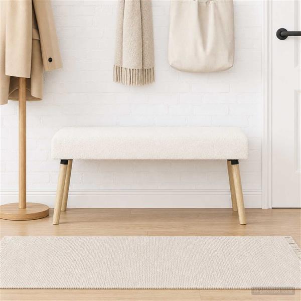 Grote foto vidaxl bank effen cr mekleurig 110 x 40 x 46 cm boucl huis en inrichting overige huis en inrichting