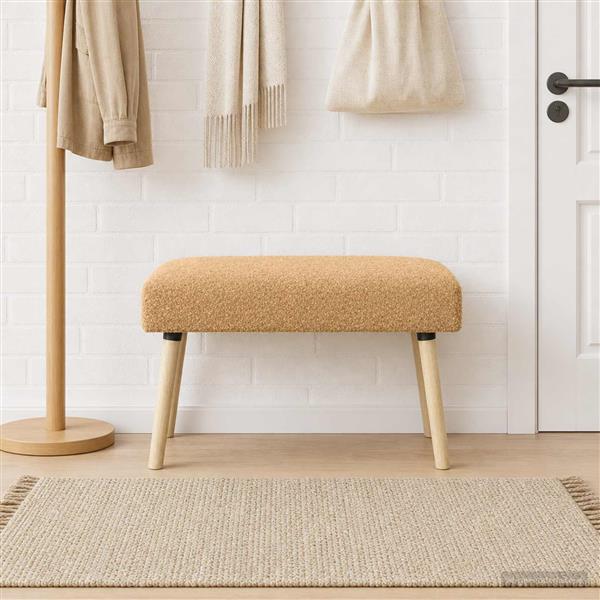Grote foto vidaxl bank effen beige 80 x 40 x 46 cm boucl huis en inrichting overige huis en inrichting