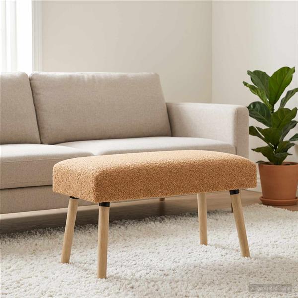 Grote foto vidaxl bank effen beige 80 x 40 x 46 cm boucl huis en inrichting overige huis en inrichting