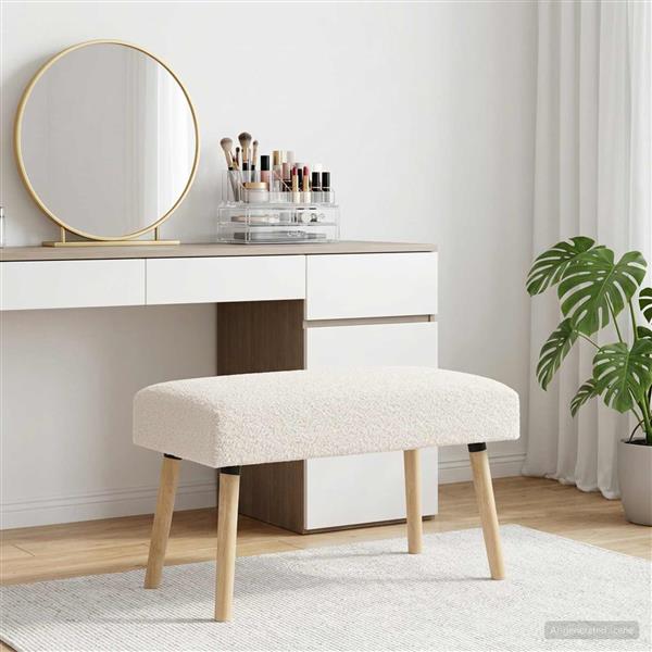 Grote foto vidaxl bank effen cr mekleurig 80 x 40 x 46 cm boucl huis en inrichting overige huis en inrichting