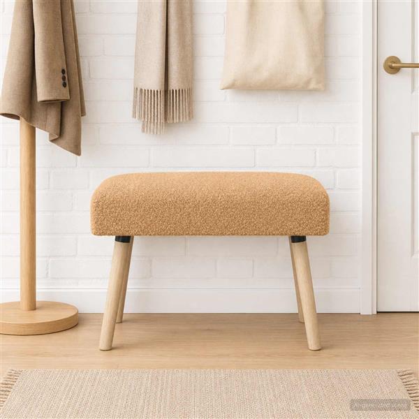 Grote foto vidaxl bank effen beige 60 x 40 x 45 cm boucl huis en inrichting overige huis en inrichting