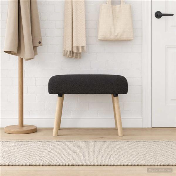 Grote foto vidaxl bank effen zwart 60 x 40 x 45 cm boucl huis en inrichting overige huis en inrichting