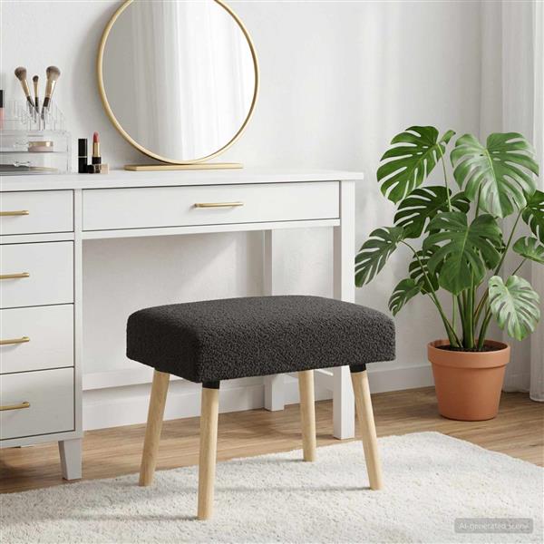 Grote foto vidaxl bank effen zwart 60 x 40 x 45 cm boucl huis en inrichting overige huis en inrichting