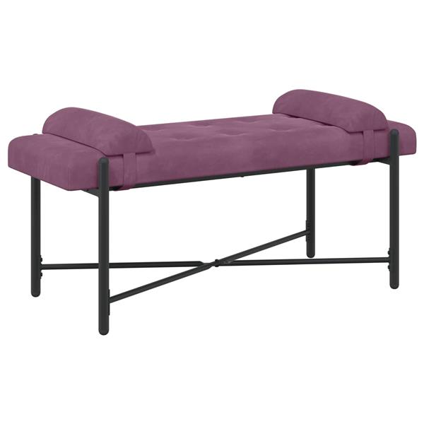 Grote foto vidaxl knop gestept bankje met kussens paars 110 x 40 x 46 cm fluweel huis en inrichting overige huis en inrichting