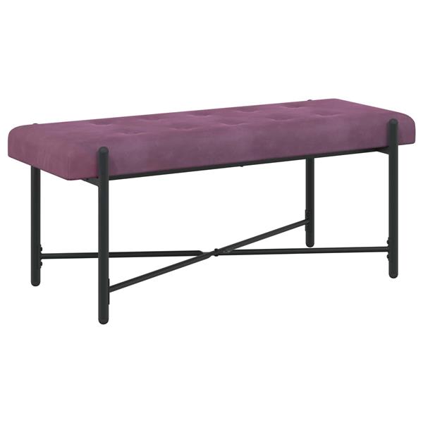 Grote foto vidaxl knop gestept bankje met kussens paars 110 x 40 x 46 cm fluweel huis en inrichting overige huis en inrichting