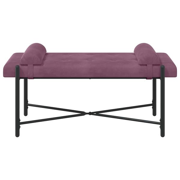 Grote foto vidaxl knop gestept bankje met kussens paars 110 x 40 x 46 cm fluweel huis en inrichting overige huis en inrichting