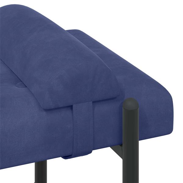 Grote foto vidaxl knop gestept bankje met kussens politieblauw 110 x 40 x 46 cm huis en inrichting overige huis en inrichting