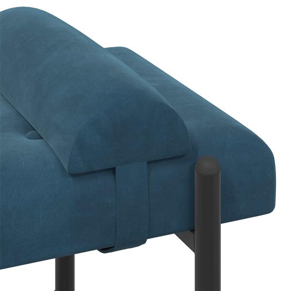 Grote foto vidaxl knop gestept bankje met kussens blauw 110 x 40 x 46 cm fluweel huis en inrichting overige huis en inrichting