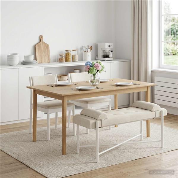 Grote foto vidaxl knop gestept bankje met kussens cr mekleurig 110 x 40 x 46 cm huis en inrichting overige huis en inrichting