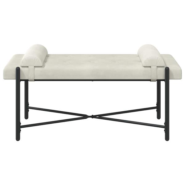 Grote foto vidaxl knop gestept bankje met kussens cr mekleurig 110 x 40 x 46 cm huis en inrichting overige huis en inrichting