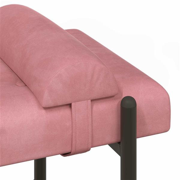 Grote foto vidaxl knop gestept bankje met kussens roze 110 x 40 x 46 cm fluweel huis en inrichting overige huis en inrichting