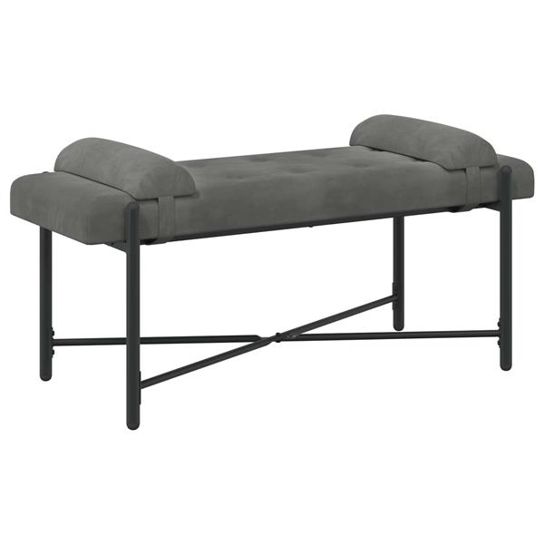 Grote foto vidaxl knop gestept bankje met kussens donkergrijs 110 x 40 x 46 cm huis en inrichting overige huis en inrichting