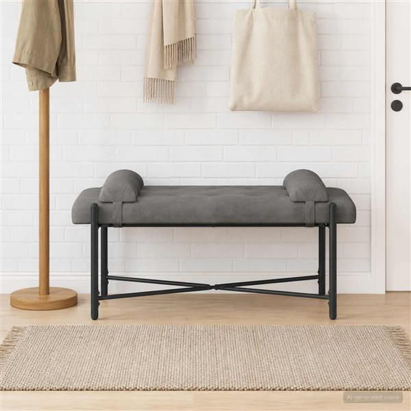 Grote foto vidaxl knop gestept bankje met kussens donkergrijs 110 x 40 x 46 cm huis en inrichting overige huis en inrichting