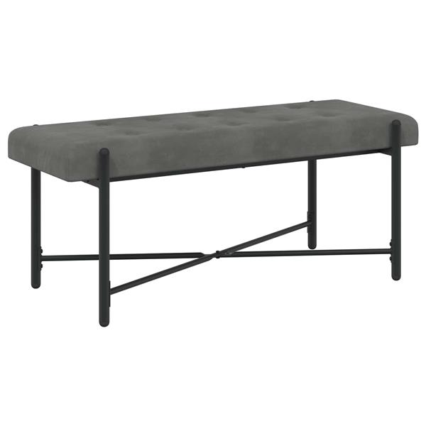 Grote foto vidaxl knop gestept bankje met kussens donkergrijs 110 x 40 x 46 cm huis en inrichting overige huis en inrichting