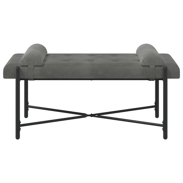 Grote foto vidaxl knop gestept bankje met kussens donkergrijs 110 x 40 x 46 cm huis en inrichting overige huis en inrichting