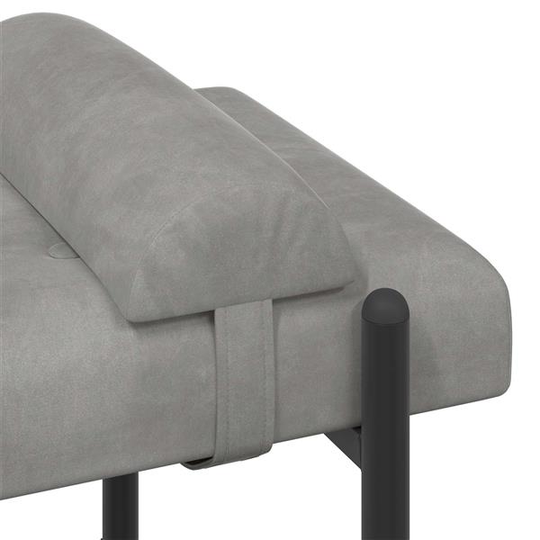 Grote foto vidaxl knop gestept bankje met kussens lichtgrijs 110 x 40 x 46 cm huis en inrichting overige huis en inrichting