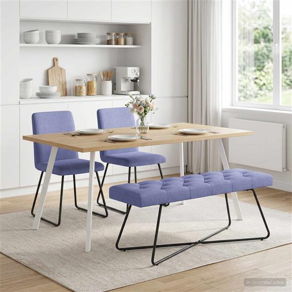 Grote foto vidaxl bank met knoopverstelling jeans blauw 110 x 40 x 46 cm stof huis en inrichting overige huis en inrichting