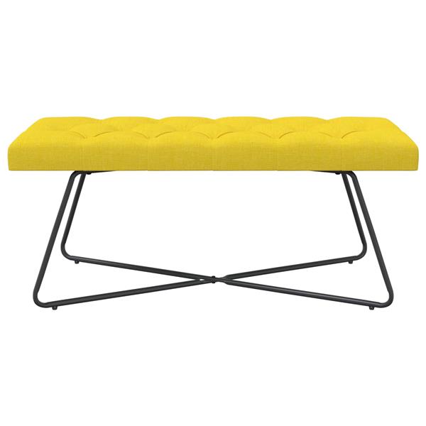 Grote foto vidaxl bank met knoopverstelling lichtgeel 110 x 40 x 46 cm stof huis en inrichting overige huis en inrichting