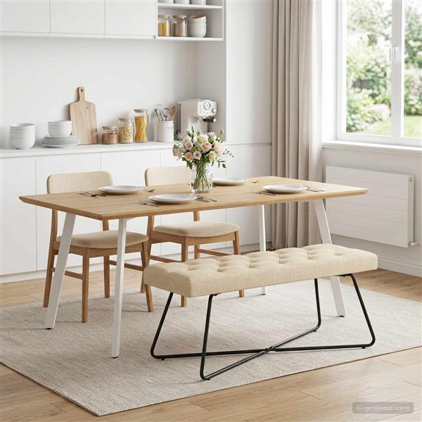 Grote foto vidaxl bank met knoopverstelling cr mekleurig 110 x 40 x 46 cm stof huis en inrichting overige huis en inrichting