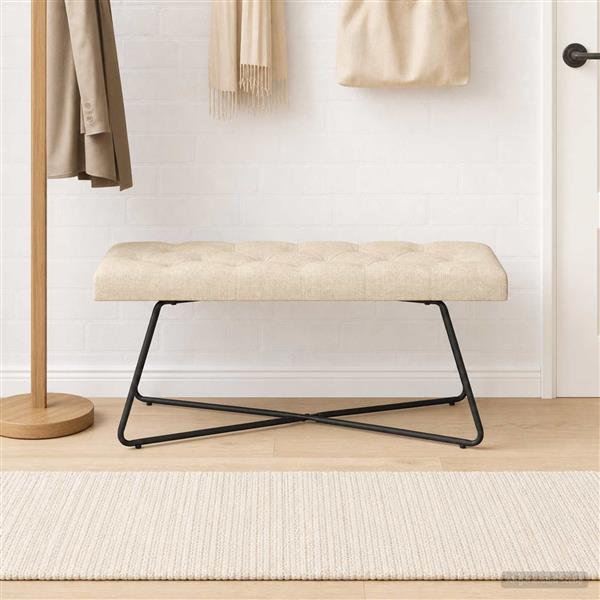 Grote foto vidaxl bank met knoopverstelling cr mekleurig 110 x 40 x 46 cm stof huis en inrichting overige huis en inrichting