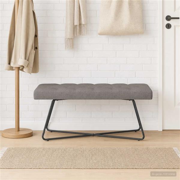 Grote foto vidaxl bank met knoopverstelling taupe 110 x 40 x 46 cm stof huis en inrichting overige huis en inrichting