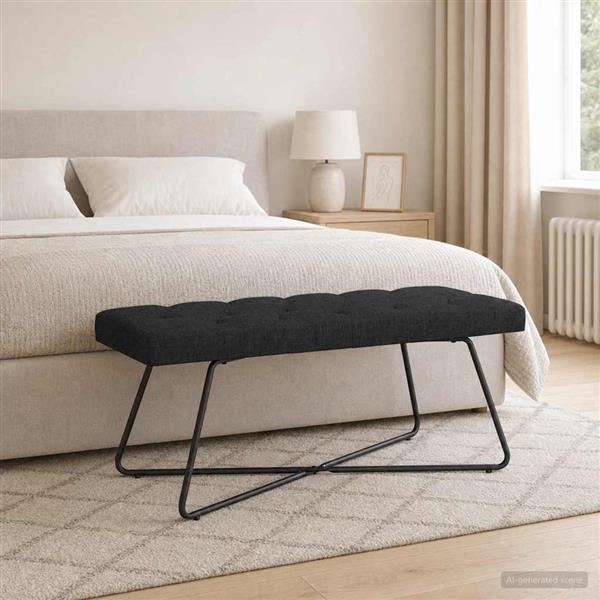 Grote foto vidaxl bank met knoopverstelling zwart 110 x 40 x 46 cm stof huis en inrichting overige huis en inrichting