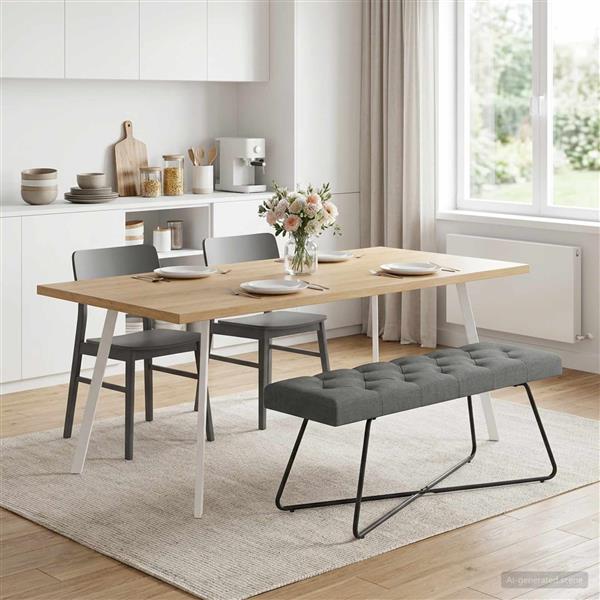 Grote foto vidaxl bank met knoopverstelling donkergrijs 110 x 40 x 46 cm stof huis en inrichting overige huis en inrichting