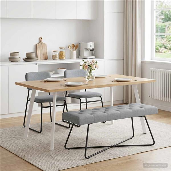 Grote foto vidaxl bank met knoopverstelling lichtgrijs 110 x 40 x 46 cm stof huis en inrichting overige huis en inrichting