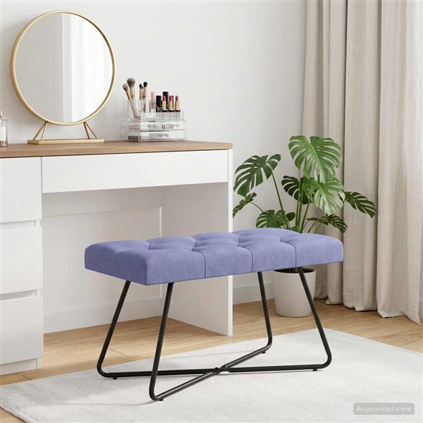 Grote foto vidaxl bank met knoopverstelling jeans blauw 80 x 40 x 46 cm stof huis en inrichting overige huis en inrichting